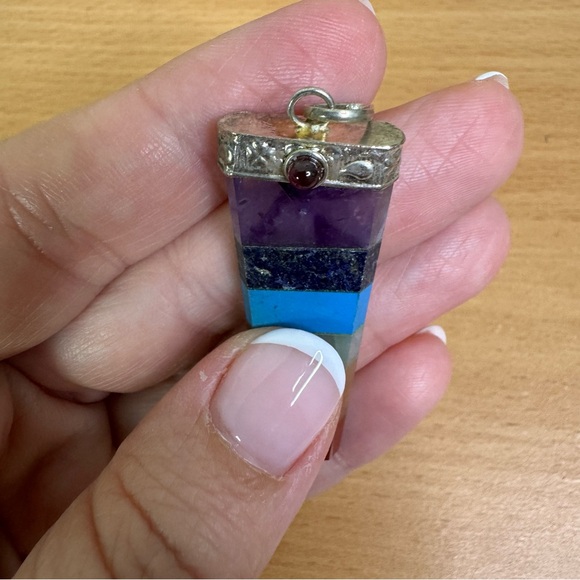 Multicolour Chakra Crystal Pendant Necklace - Picture 3 of 6